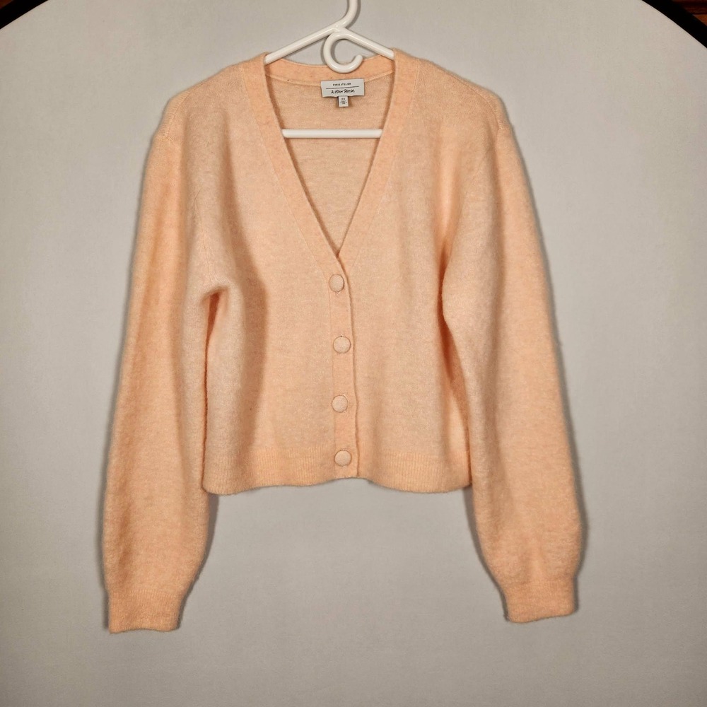 & Other Stories Alpaca Wool Blend Cardigan V Neck Pink Size Large